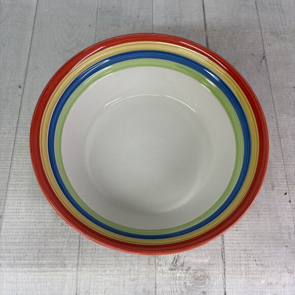 Gibson STYLISH LIVING RAINBOW STRIPES Multicolor Round Stoneware Serving Bowl - Picture 6 of 16